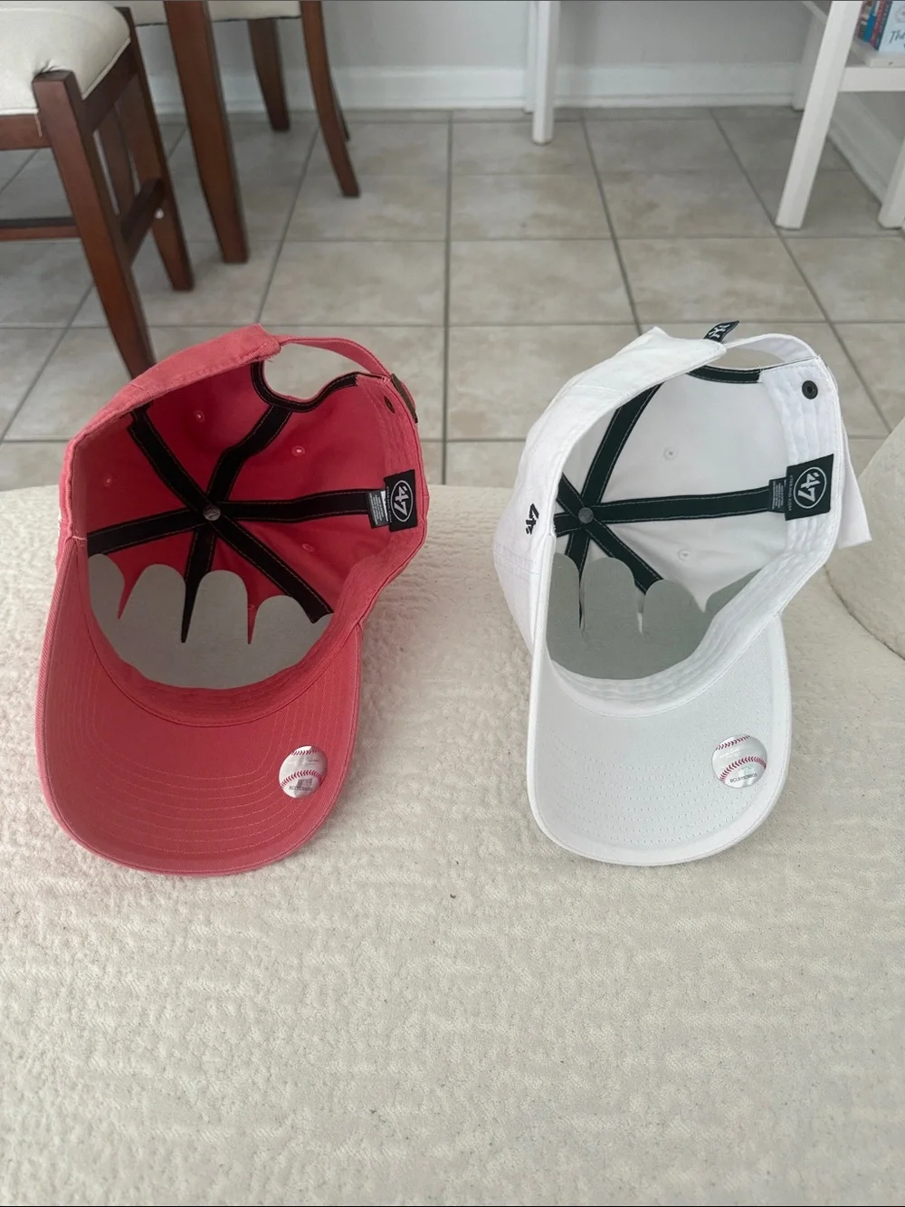 47 Kids LA Baseball Cap Duo - Red and White